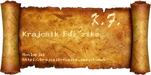 Krajcsik Füzike névjegykártya